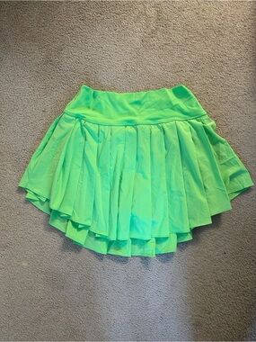Neon Green Tiered Pleated Skirt